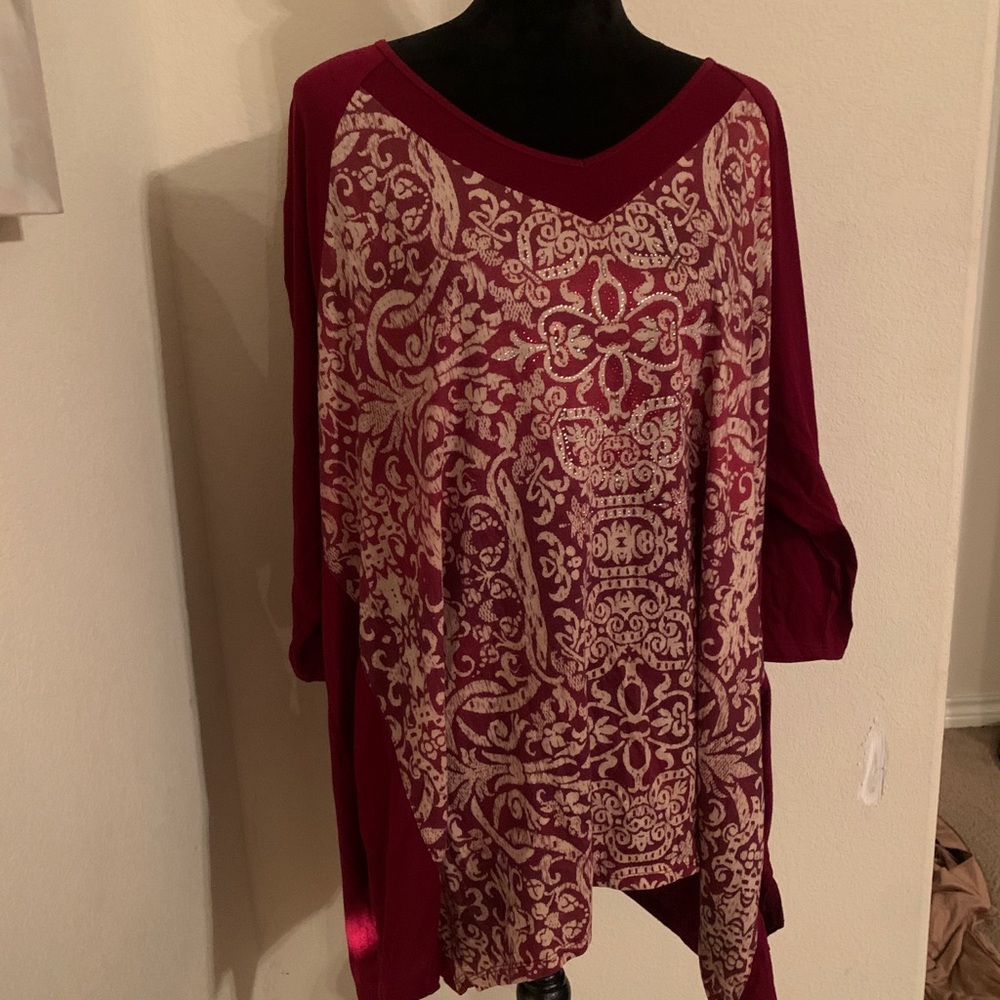 Catherines Cranberry Embellished Top - Picture 6 of 6